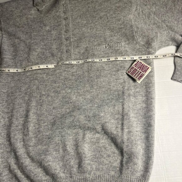 Amanda Smith S Gray lambsWool-Blend Sweater Button-Up Collar & Pocket Womens - Picture 10 of 12
